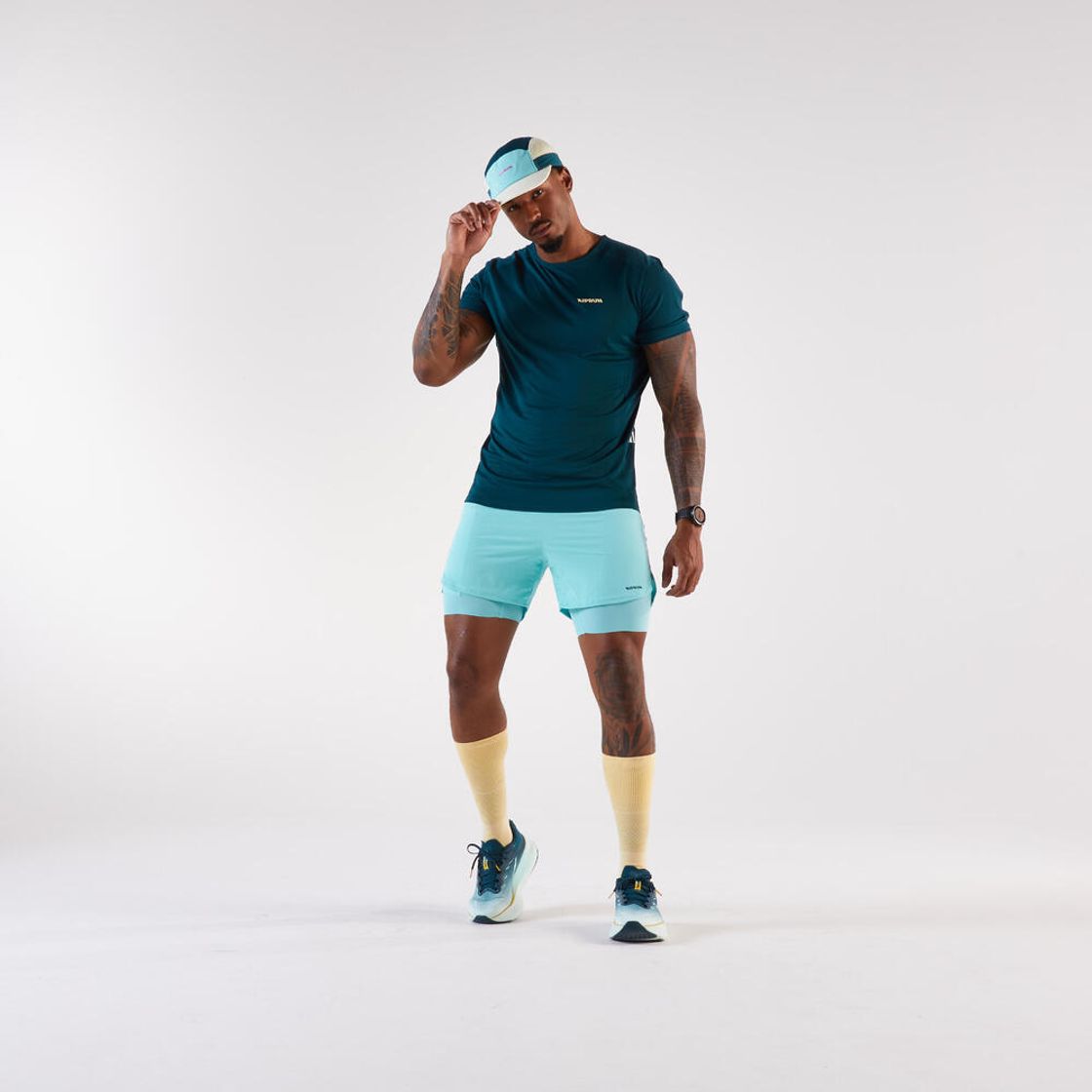 데카트론 남성 러닝 경량 반팔 티 런 라이트 900 틸 블루(DECATHLON Men's Running Lightweight Short-Sleeved T-Shirt Run Light 900 Teal Blue) - 3
