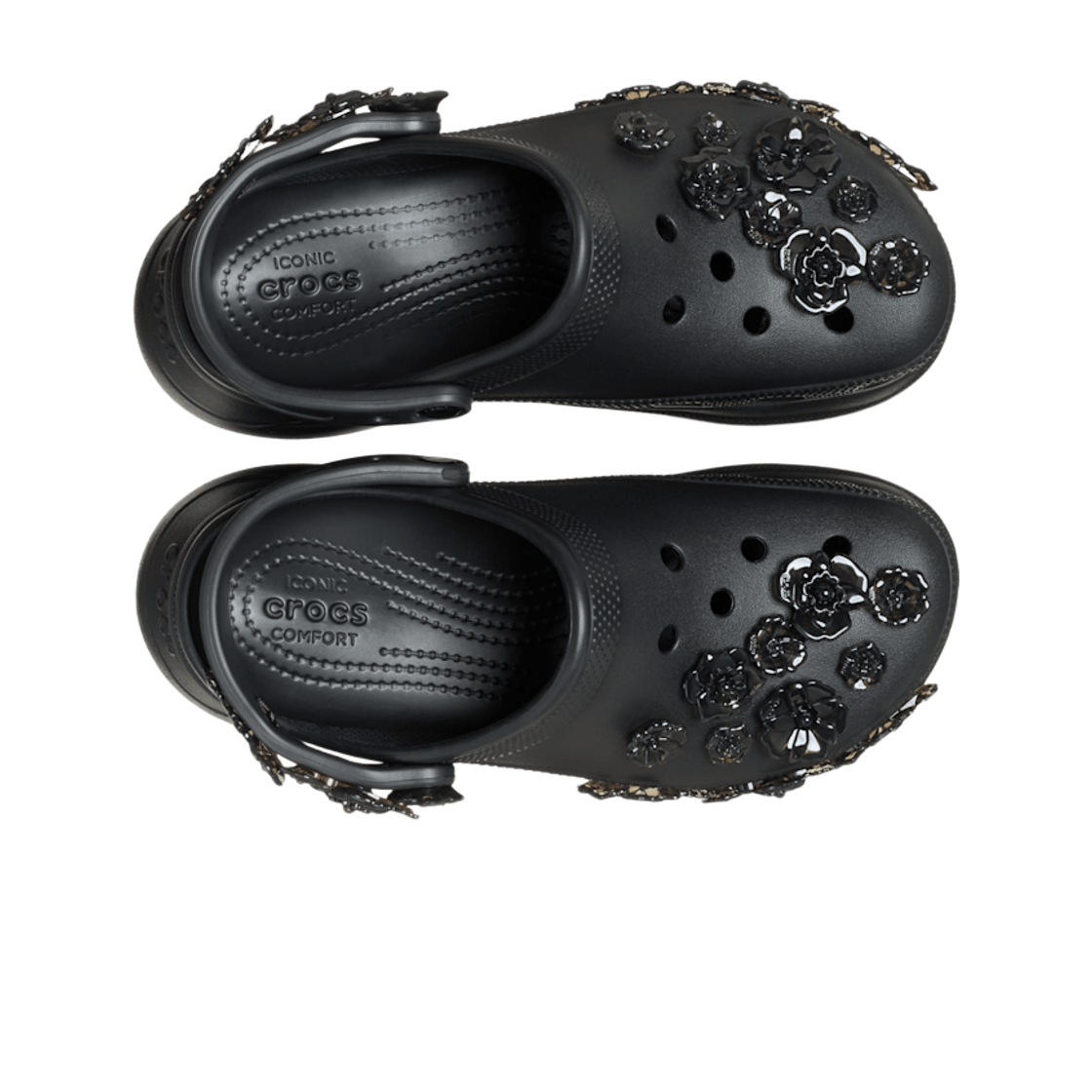 (W) 크록스 베이 트랜슬루센트 플로럴 클로그 블랙((W) Crocs Bae Translucent Floral Clog Black) - 2