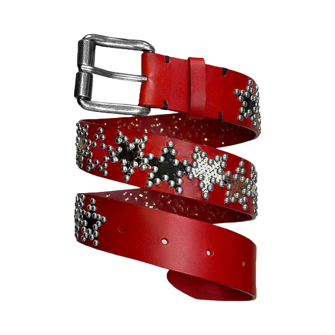 더트냅 스타 스네이크 가죽 벨트 레드(DIRT NAP Star Snake Leather Belt red)