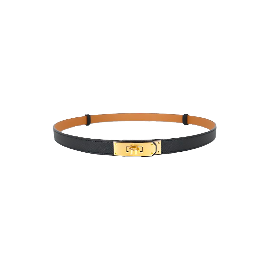 IT78TMVFJ2EQ Hermes Kelly 18 Epsom Black Gold Belt H069853CC89