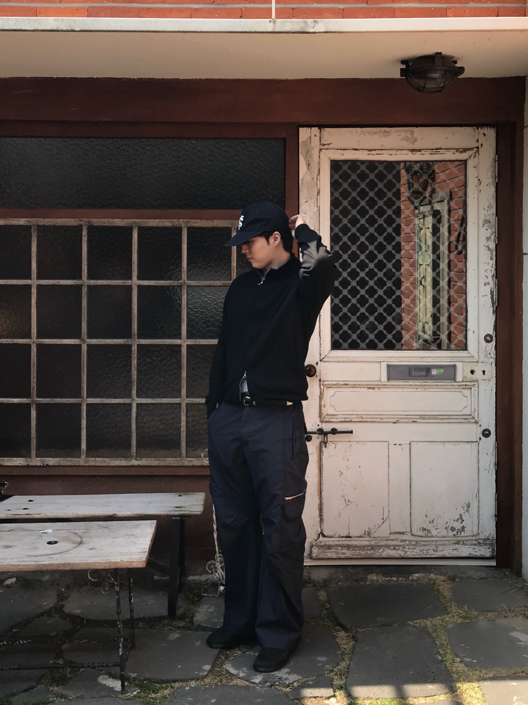 Sunday Ceremony Sy Logo 5 Panel Cotton Cap - Navy 착용 스타일 - 4