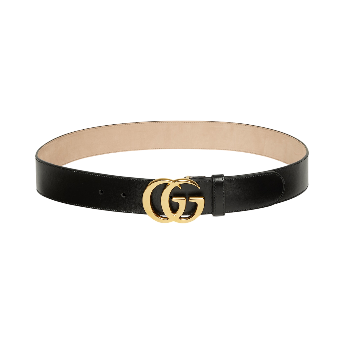 864233-AAGD7-1000 Gucci Flat Marmont Belt Black