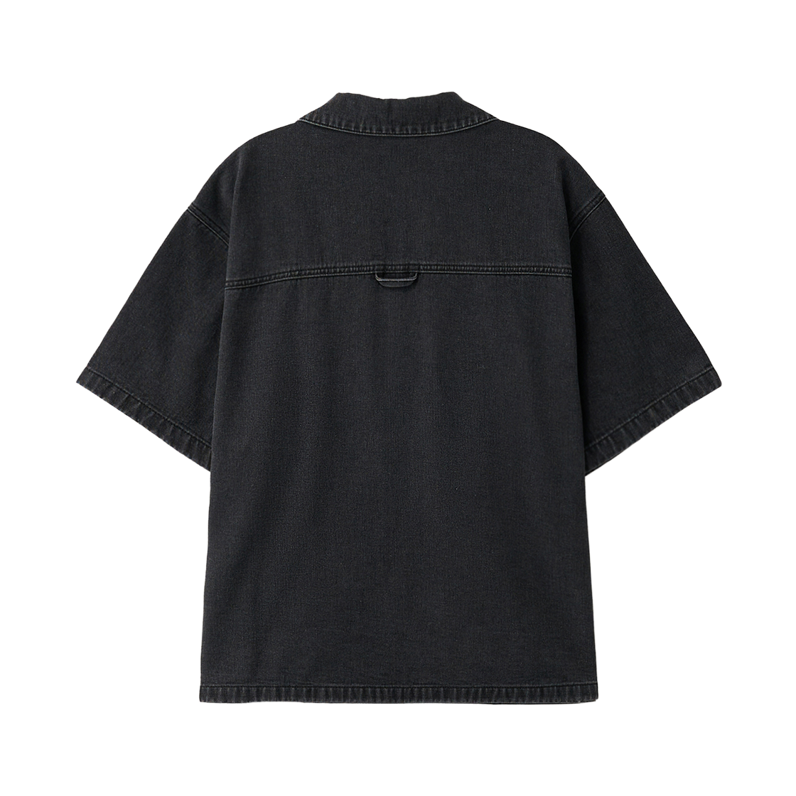 세터 오픈 칼라 하프 데님 셔츠 블랙(SATUR Open Collar Half Denim Shirt Black) - 2