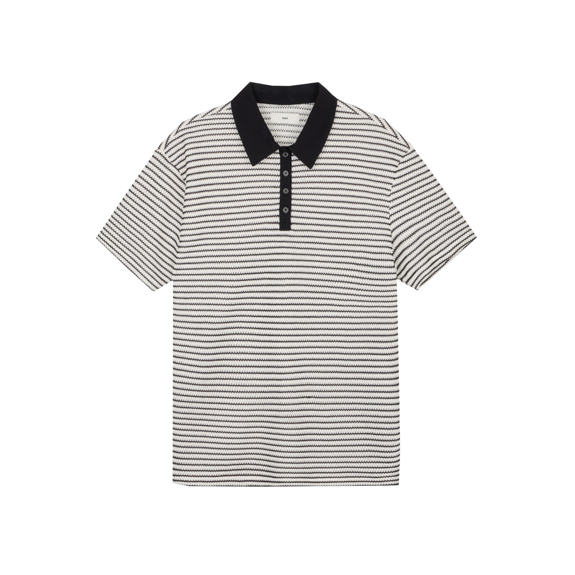 TNTS6E208BK_W TNGT W Crochet Striped Polo Black