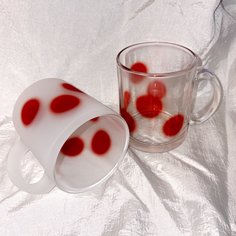 유라이크왓 빅 블러 도트 글라스 머그 (레드/유광)(you like what Big blur dot glass mug (red/gloss)) - 2