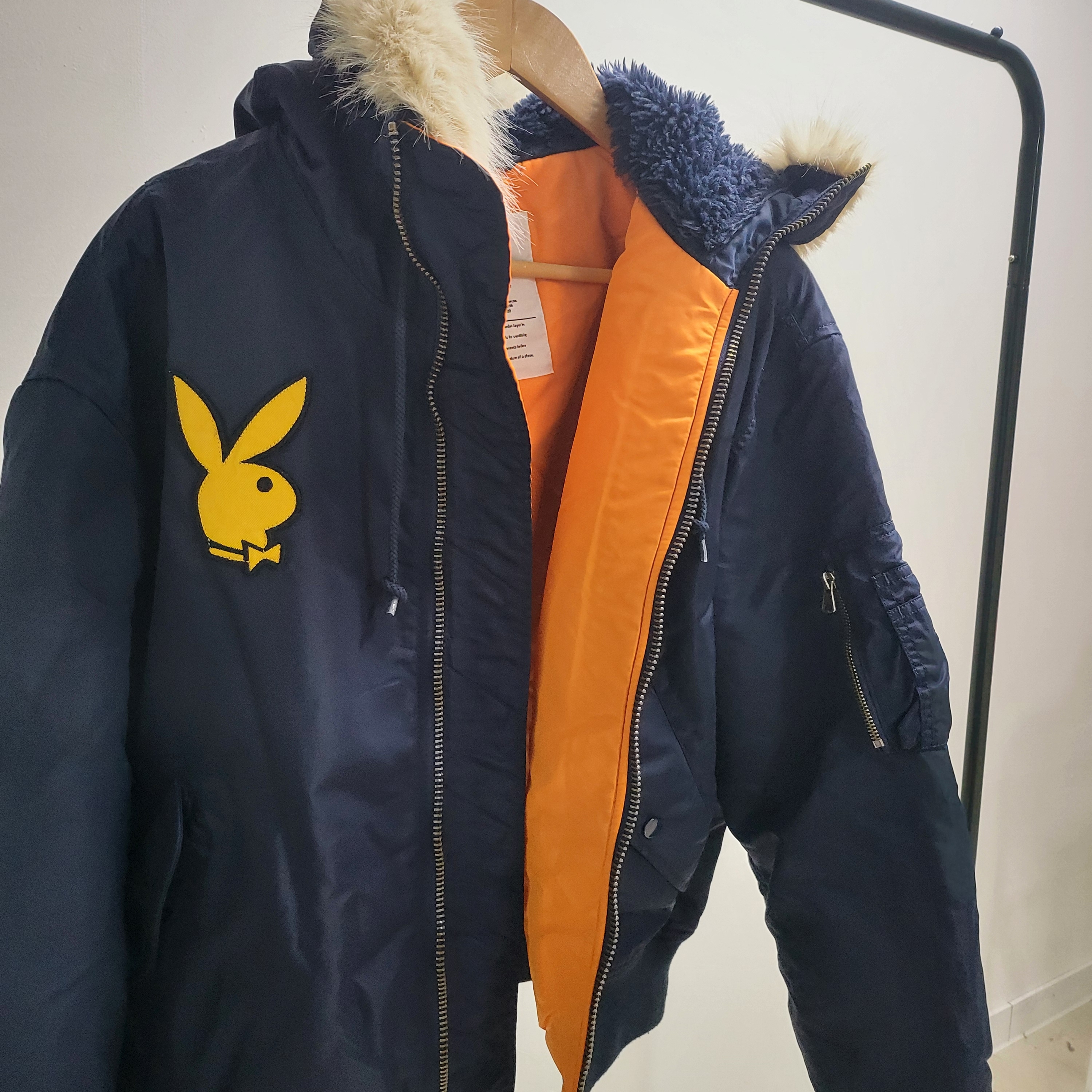 Supreme x Playboy Hooded MA-1 Navy - 26SS 착용 스타일 - 1
