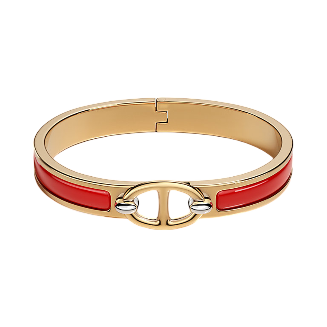 H209000F94 (W) Hermes Mini Clic Chaine D'Ancre Bracelet & Yellow Gold Rouge Amarante