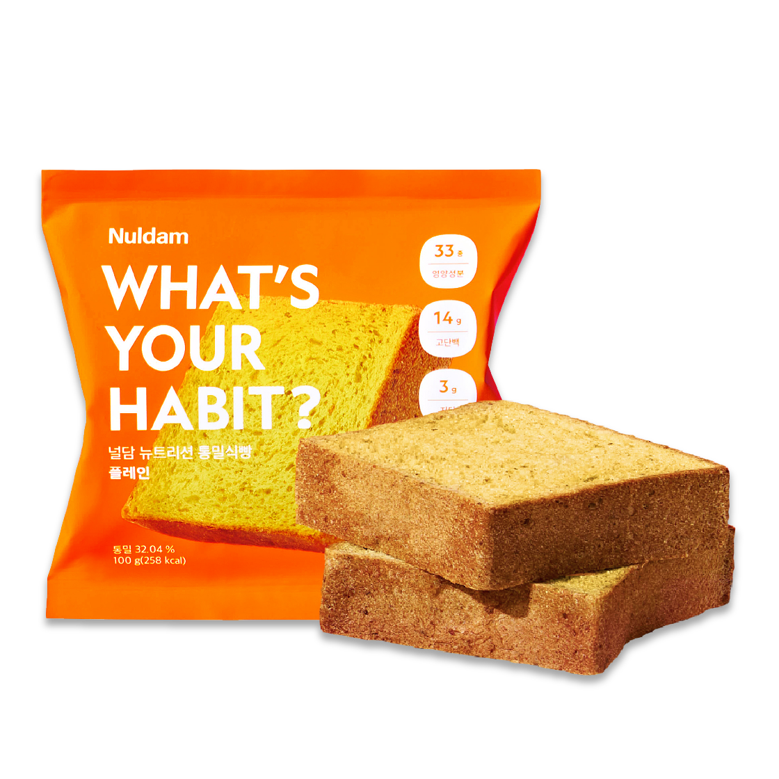 널담 고단백 저당 완전영양 통밀 식빵 6개 (3가지맛, 개당 100g)(NuldamHigh-Protein & Low-Sugar Whole Wheat Bread (Set of 6)) - 2