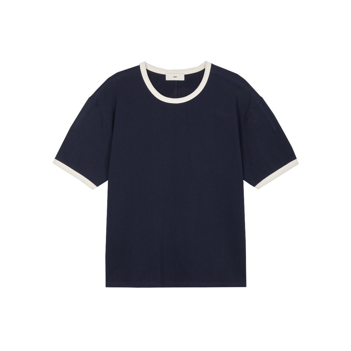 TNTS6E210N2_W TNGT W Cropped Ringer Tee Navy