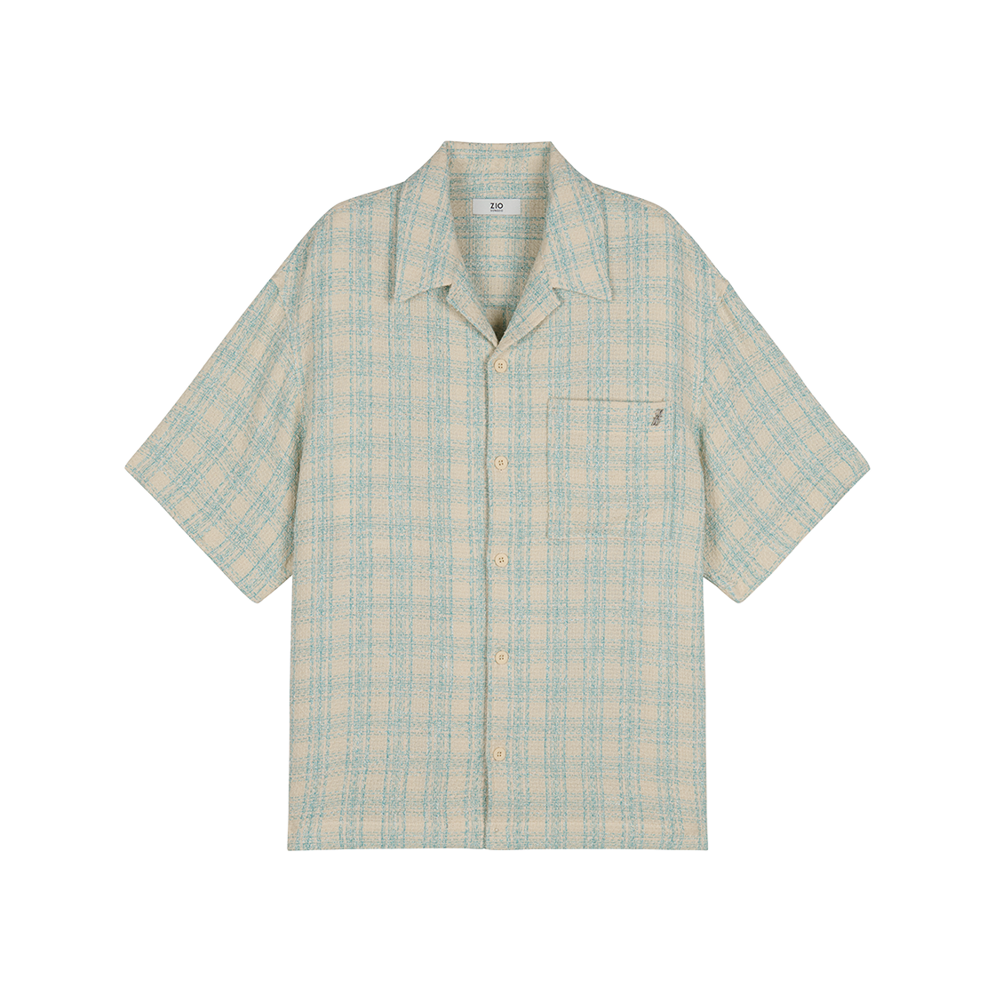 지오송지오 컬렉션 트위드 체크 하프 셔츠 베이지 BI3SH312BE(ZIOSONGZIO COLLECTION Tweed Check Half Shirt Beige)