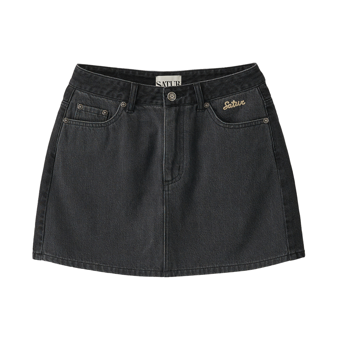 세터 우먼 콘트라스트 데님 미니 스커트 블랙(SATUR W Contrast Denim Mini Skirt Black)