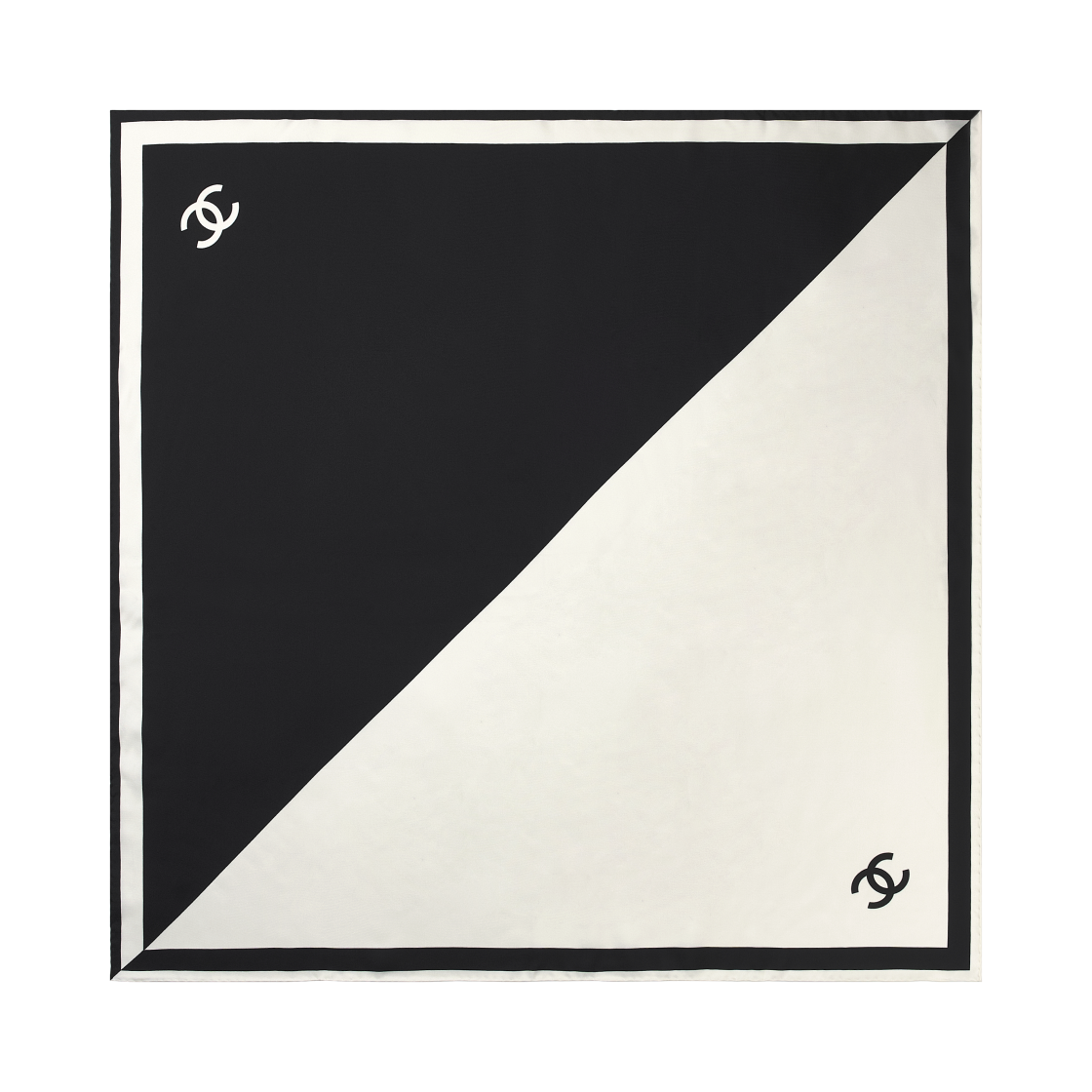 샤넬 스퀘어 스카프 실크 트윌 & 블랙 에크루(Chanel Square Scarf Silk Twill & Black Ecru) - 1