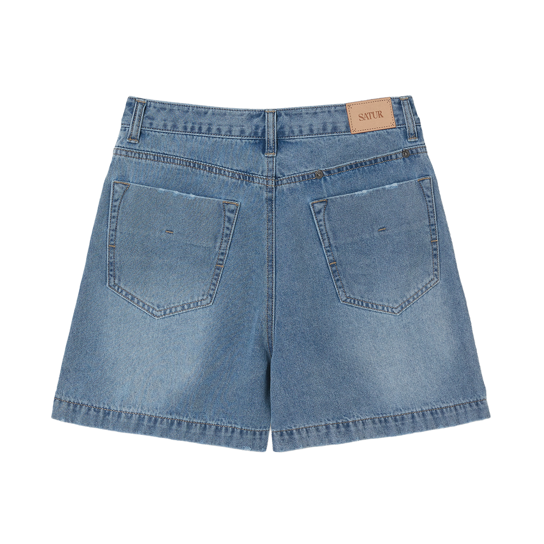 세터 우먼 워시드 데님 쇼츠 블루(SATUR W Washed Denim Shorts Blue) - 2