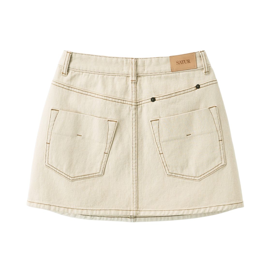 세터 우먼 콘트라스트 데님 미니 스커트 에크루(SATUR W Contrast Denim Mini Skirt Ecru) - 2