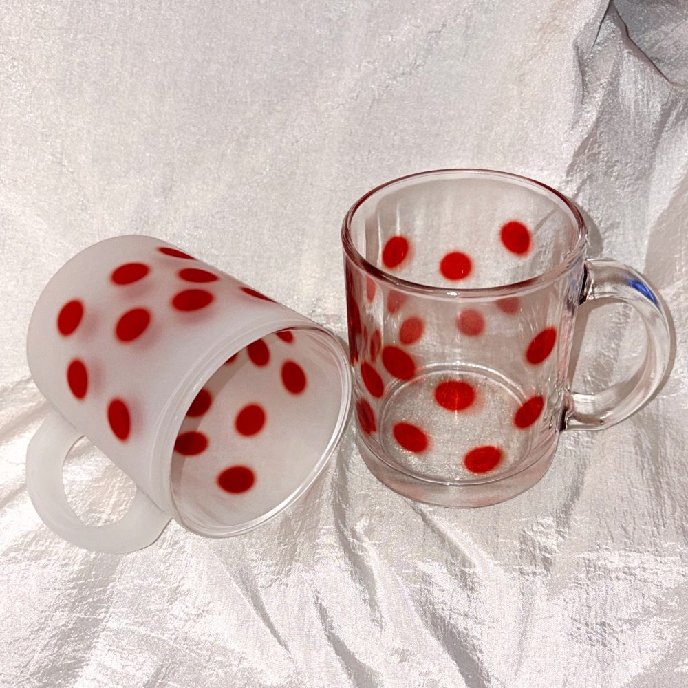 유라이크왓 스몰 블러 도트 글라스 머그 (레드/매트)(you like what Small blur dot glass mug (red/matte)) - 2