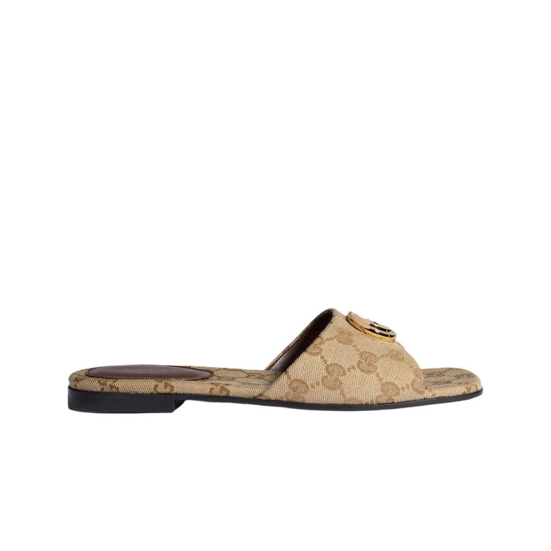 (W) 구찌 슬라이드 샌들 더블 G 샌드 다크 브라운((W) Gucci Slide Sandal With Double G Sand Dark Brown) - 1