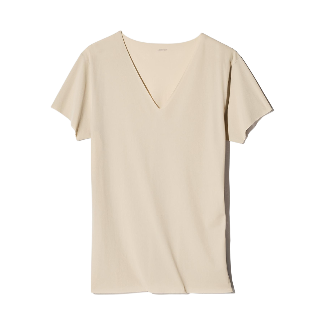 464308-32 Uniqlo Airism Deodorant Mesh V-Neck T-Shirt Beige - JP