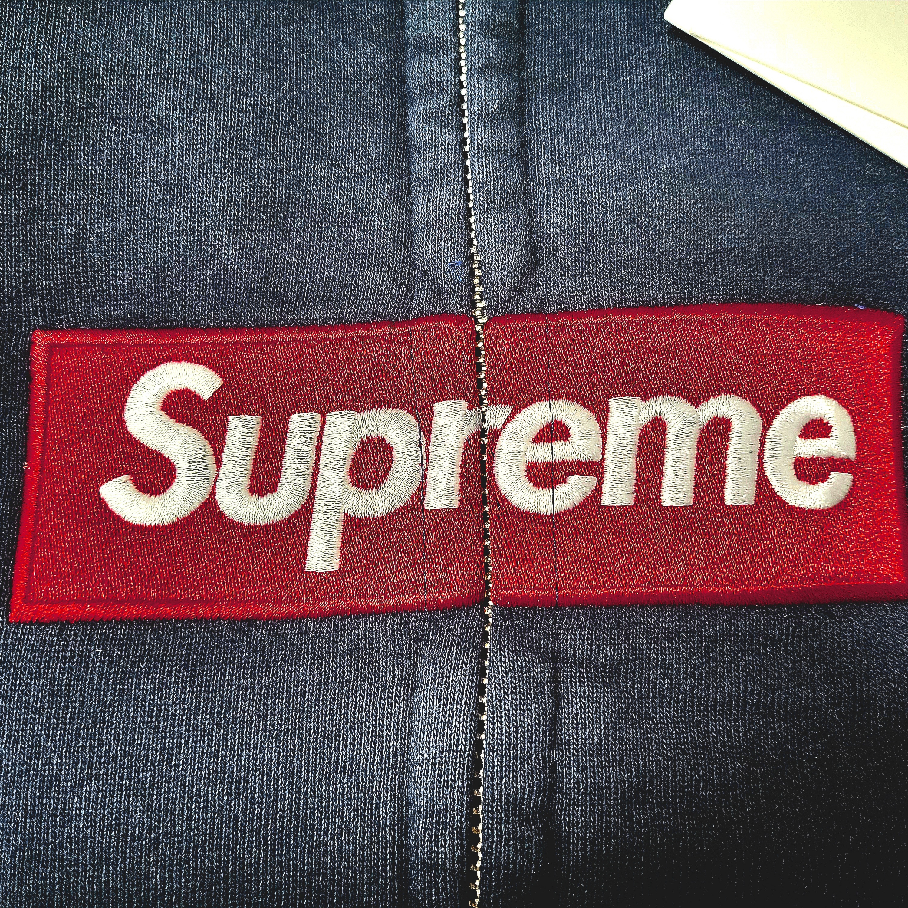 Supreme x MM6 Maison Margiela Box Logo Zip Up Hooded Sweatshirt Navy - 26SS 착용 스타일