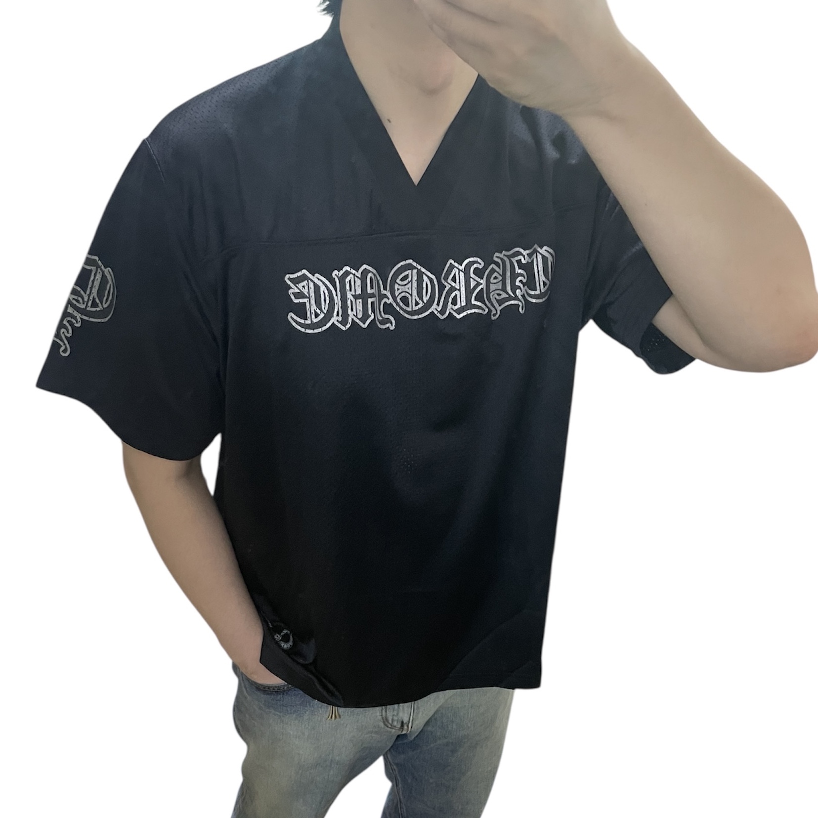 Chrome Hearts Mesh Stadium Jersey Black 착용 스타일