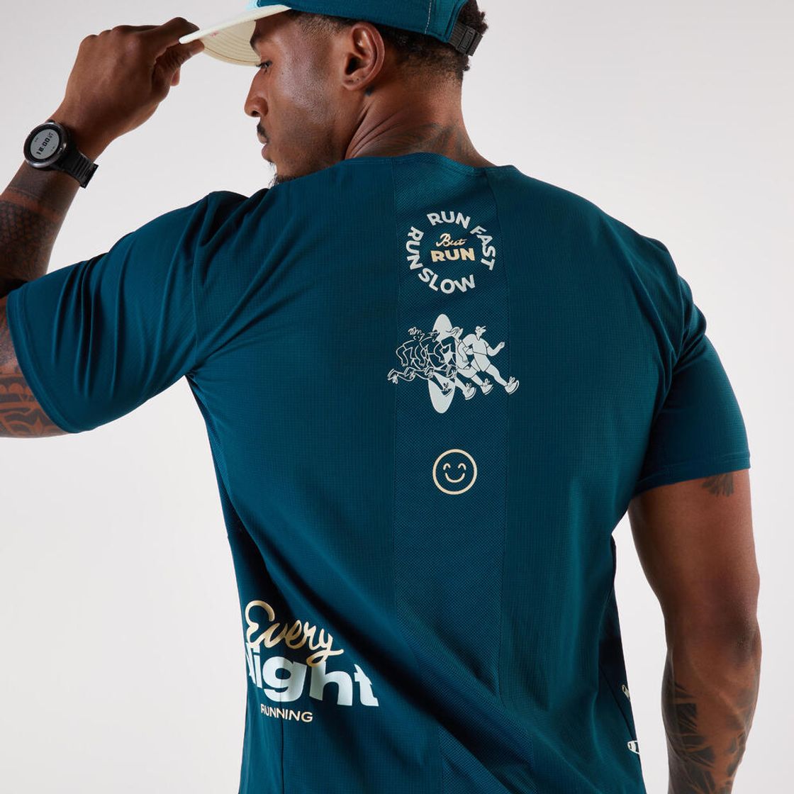 데카트론 남성 러닝 경량 반팔 티 런 라이트 900 틸 블루(DECATHLON Men's Running Lightweight Short-Sleeved T-Shirt Run Light 900 Teal Blue) - 5