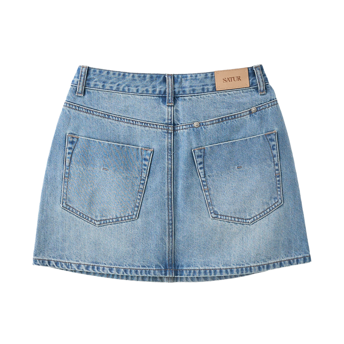 세터 우먼 콘트라스트 데님 미니 스커트 라이트 블루(SATUR W Contrast Denim Mini Skirt Light Blue) - 2