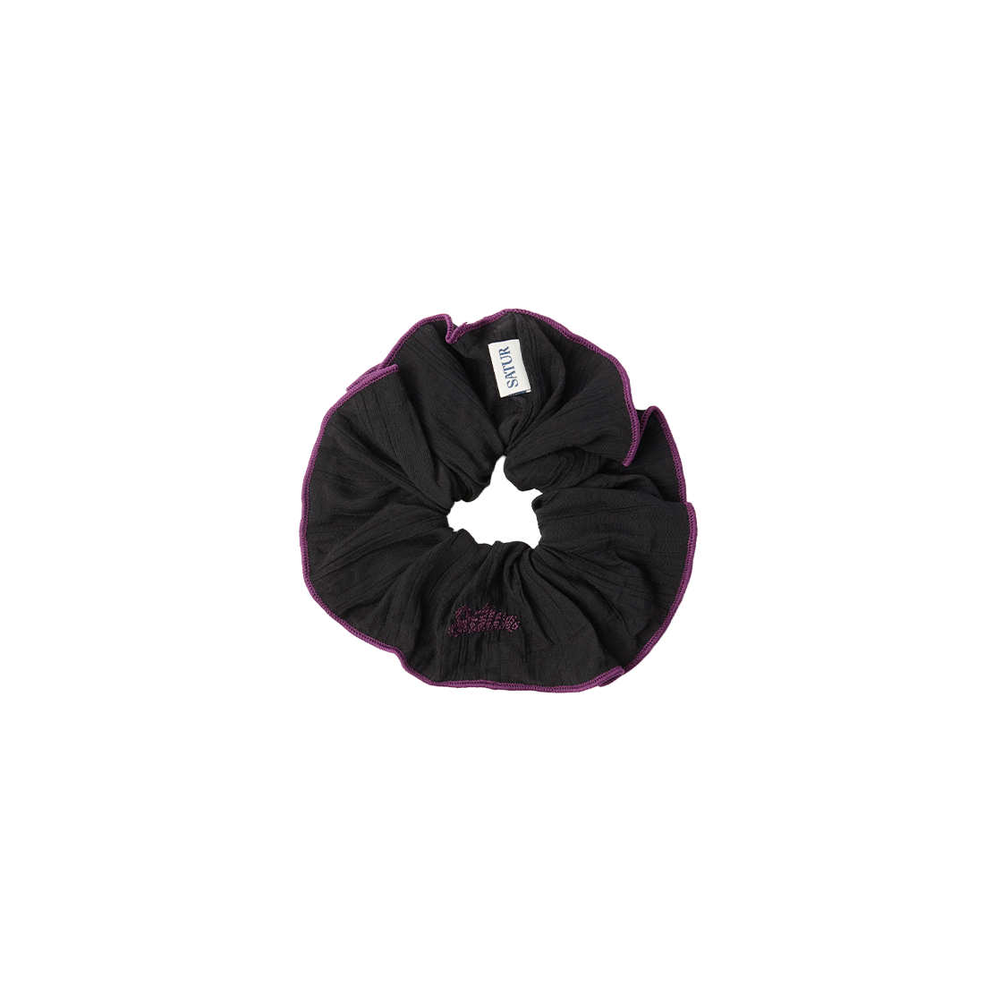 세터 우먼 링클 컬러 블록 스크런치 블랙(SATUR W Wrinkle Color Block Scrunchie Black) - 1