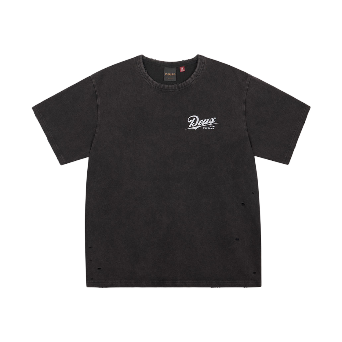 D262UTS260-094 Deus Ex Machina Damaged Dyed T-Shirt Charcoal