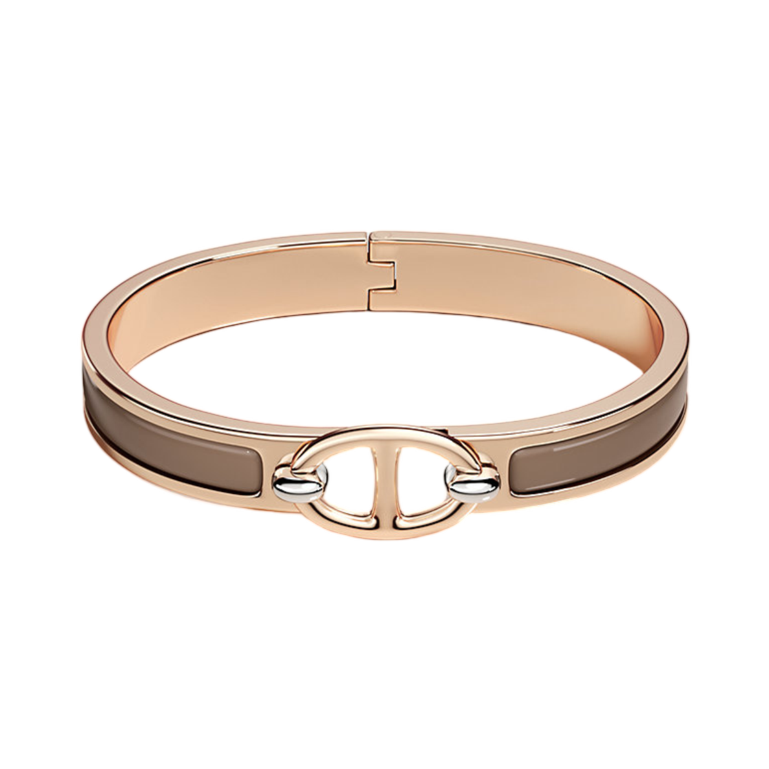 H209000FO6E (W) Hermes Mini Clic Chaine D'Ancre Bracelet & Rose Gold Vert Etoupe