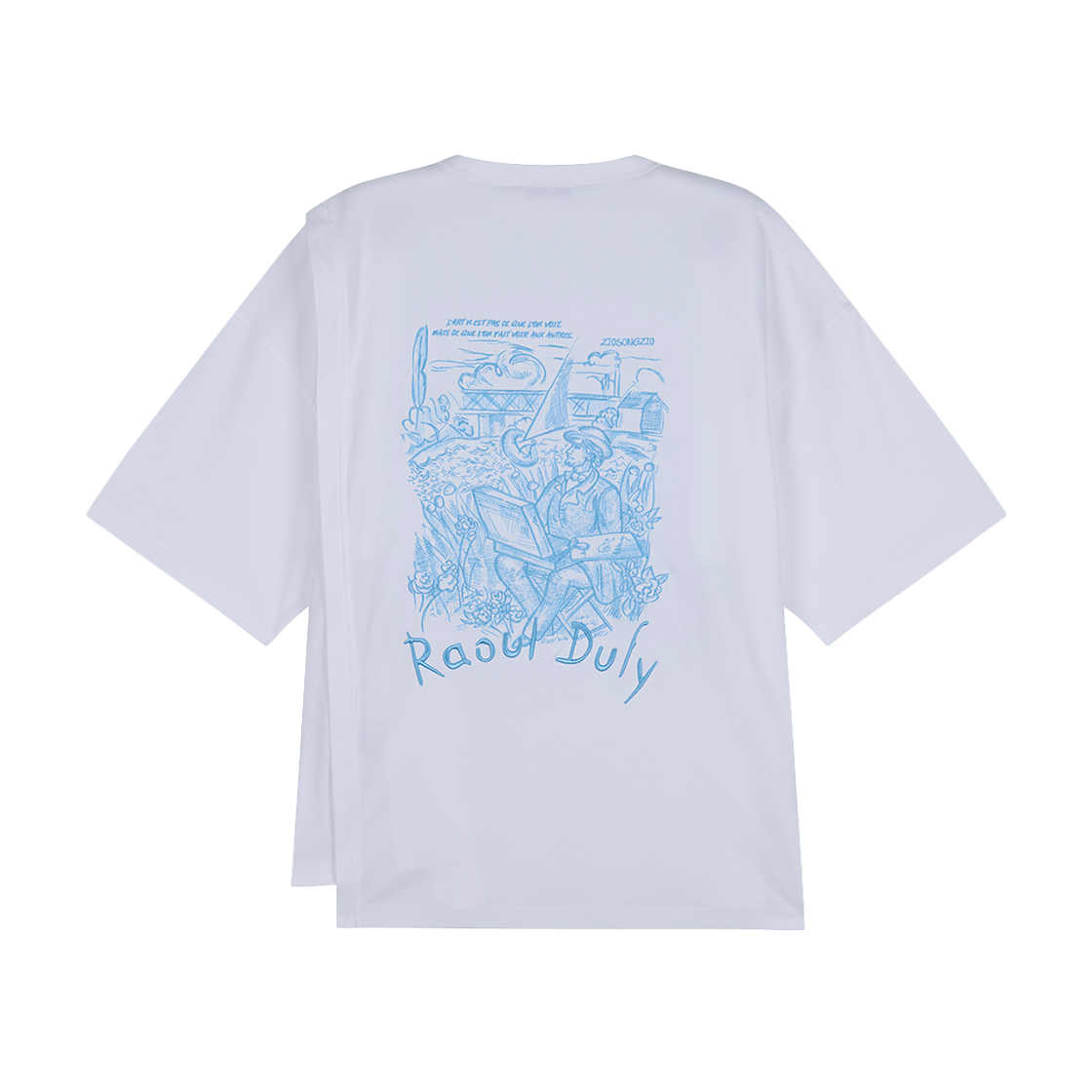 지오송지오 컬렉션 포쇼 어시메트릭 티셔츠 화이트 BI3TS341WH(ZIOSONGZIO COLLECTION Pochoir Asymmetric T Shirt White) - 2