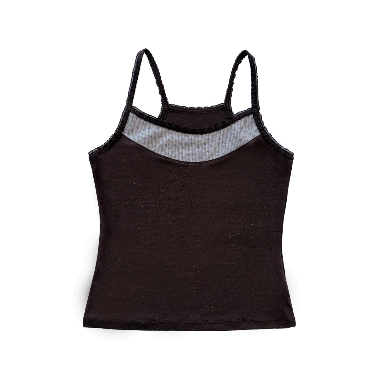fslv262 ODDME Flower lace sleeveless - Brown
