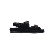 Chanel G35927 Tweed & Black Sandals