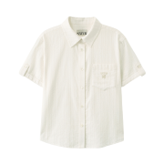 SATUR W Roll Up Half Shirt Cream