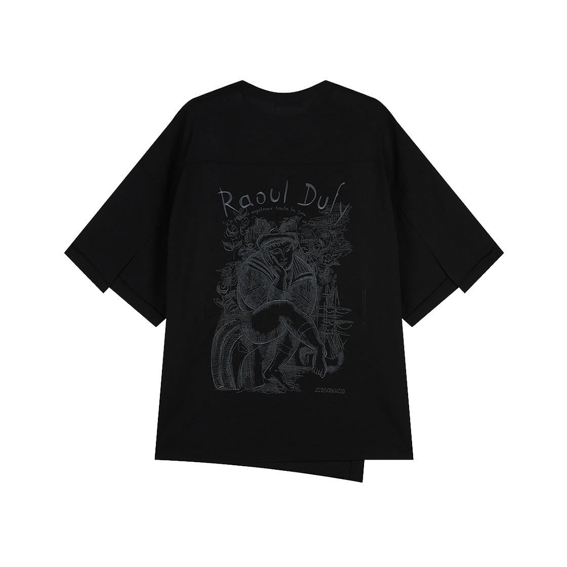 지오송지오 컬렉션 스플린 엠브로이드 우븐 티셔츠 블랙 BI3TS346BK(ZIOSONGZIO COLLECTION Spleen Embroidered Woven T Shirt Black) - 2