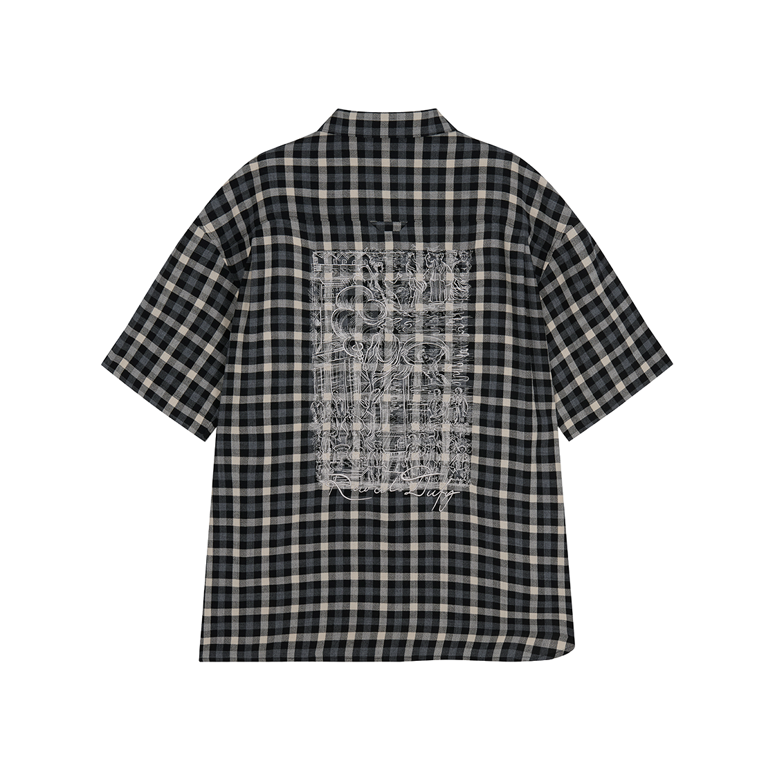 지오송지오 컬렉션 라울뒤피 어시매트릭 체크 하프 셔츠 블랙 BI3SH331BK(ZIOSONGZIO COLLECTION Raoul Dufy Asymmetric Check Half Shirt Black) - 2