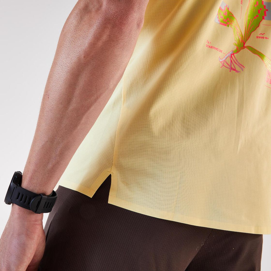 데카트론 남성 트레일러닝 경량 반팔 티 런 울트라 그래프 900 바닐라 옐로우(DECATHLON Men's Trail Running Lightweight Short-Sleeved T-Shirt Run Ultra Graph 900 Vanilla Yellow) - 5