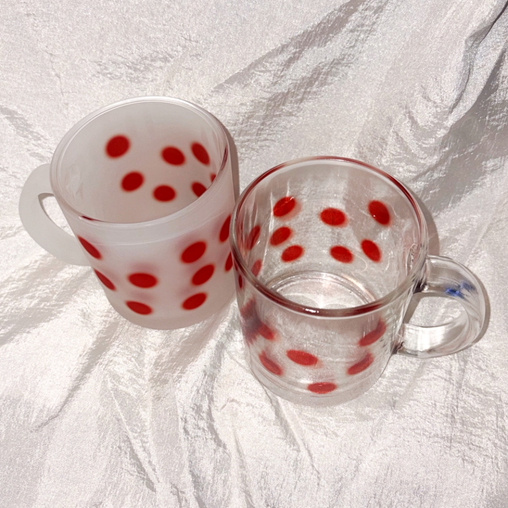 유라이크왓 스몰 블러 도트 글라스 머그 (레드/매트)(you like what Small blur dot glass mug (red/matte)) - 3