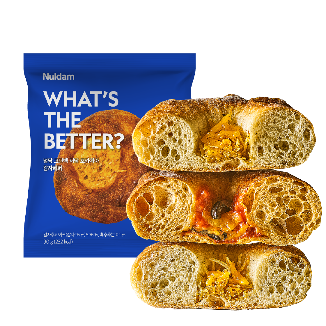 널담 고단백 저당 포카치아 8개 (2가지맛 택2, 개당 90g)(Nuldam High-Protein Low-Sugar Focaccia (8 Pieces))