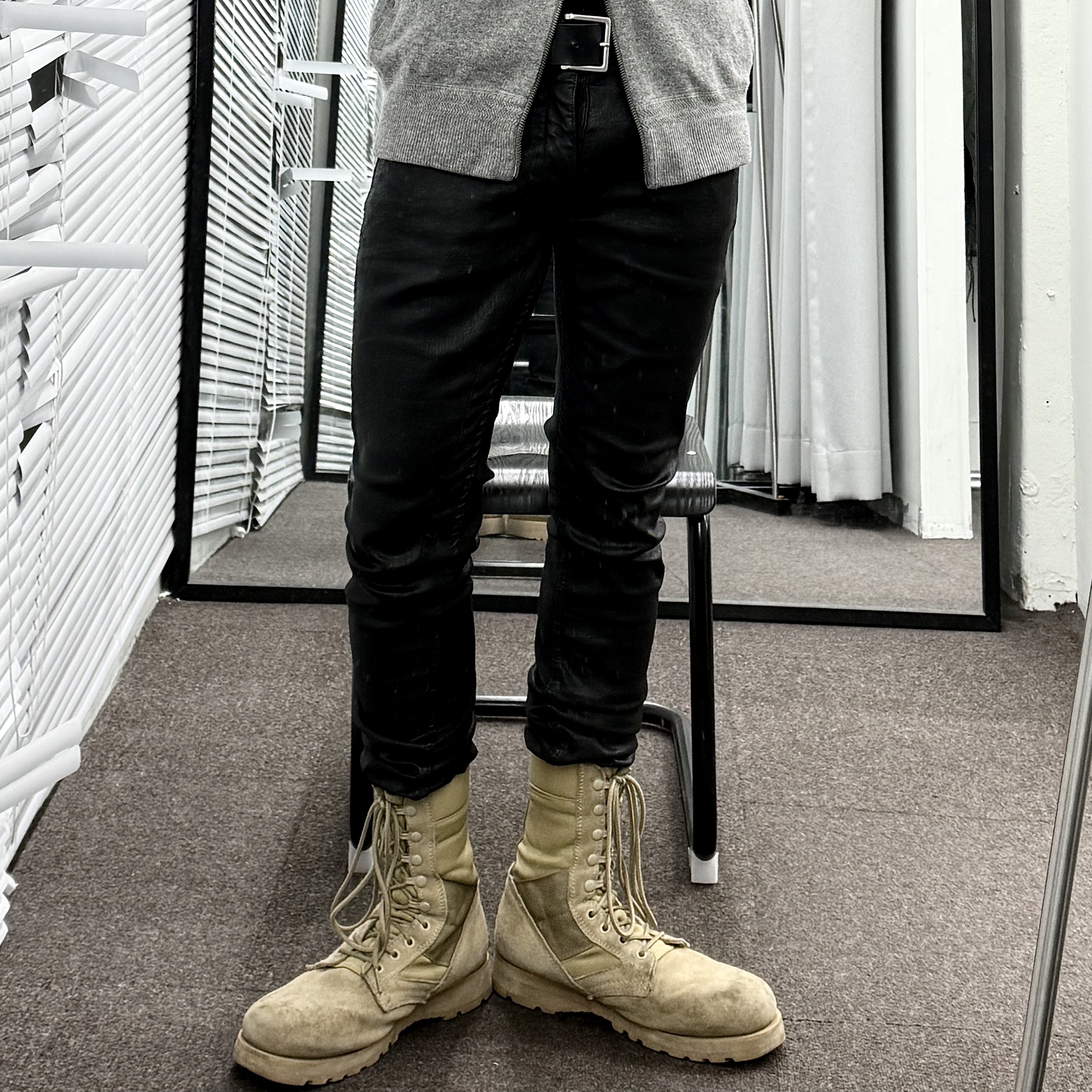[20% 적립] Polo Ralph Lauren Cable Knit Cotton Sweater Faw Grey Heather - 25FW, Rick Owens Drkshdw Detroit Cut Stretch Denim Jeans Black 착용 스타일 - 2