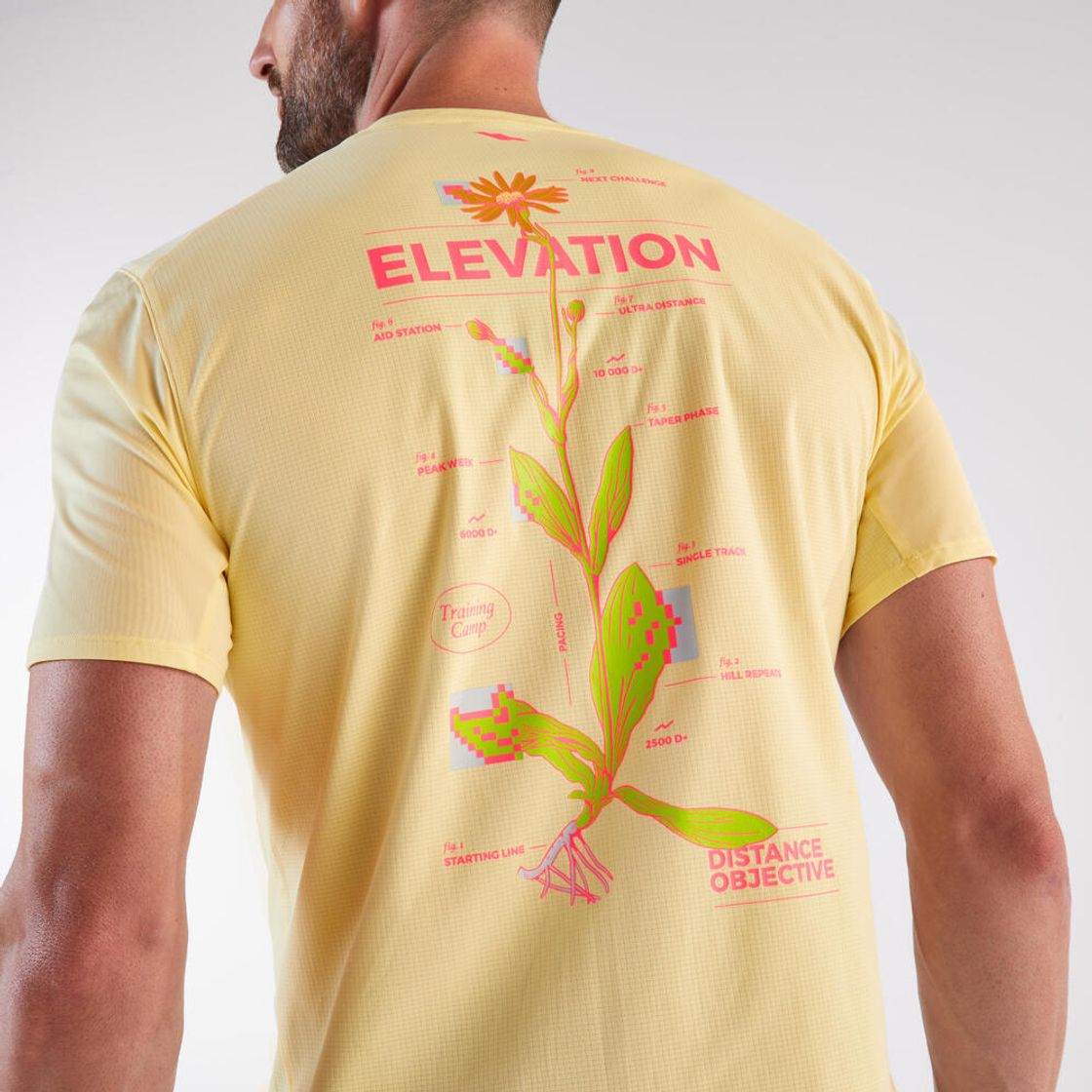 데카트론 남성 트레일러닝 경량 반팔 티 런 울트라 그래프 900 바닐라 옐로우(DECATHLON Men's Trail Running Lightweight Short-Sleeved T-Shirt Run Ultra Graph 900 Vanilla Yellow) - 6
