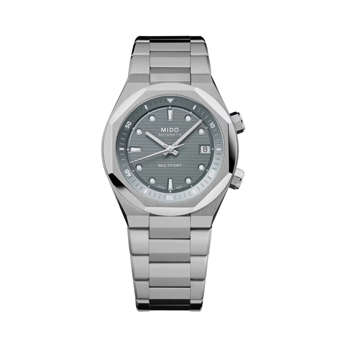 미도 멀티포트 8 투 크라운즈 오토매틱 38.4mm 스테인리스 스틸 그레이(Mido Multifort 8 Two Crowns Automatic 38.4mm Stainless Steel Grey)