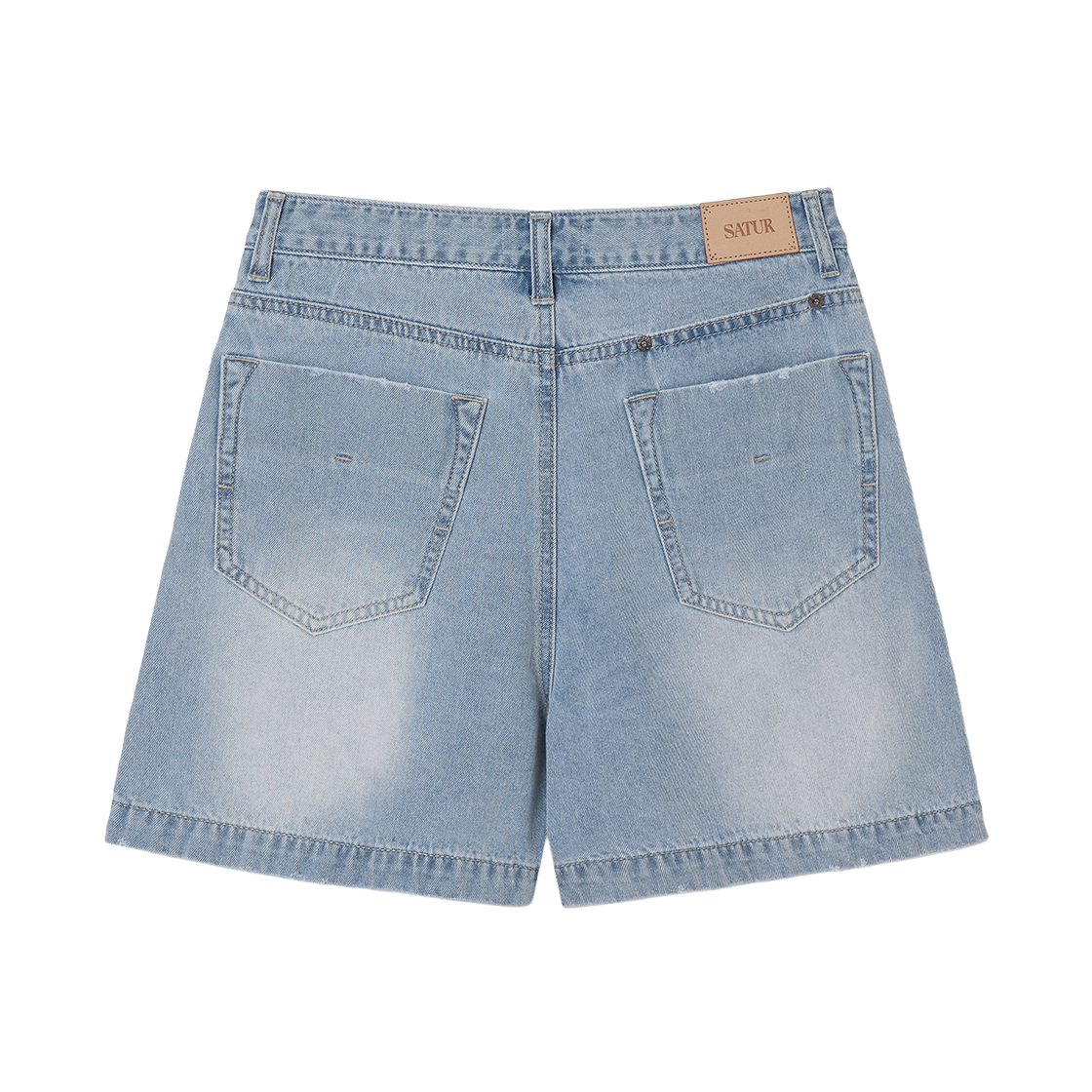 세터 우먼 워시드 데님 쇼츠 라이트 블루(SATUR W Washed Denim Shorts Light Blue) - 2