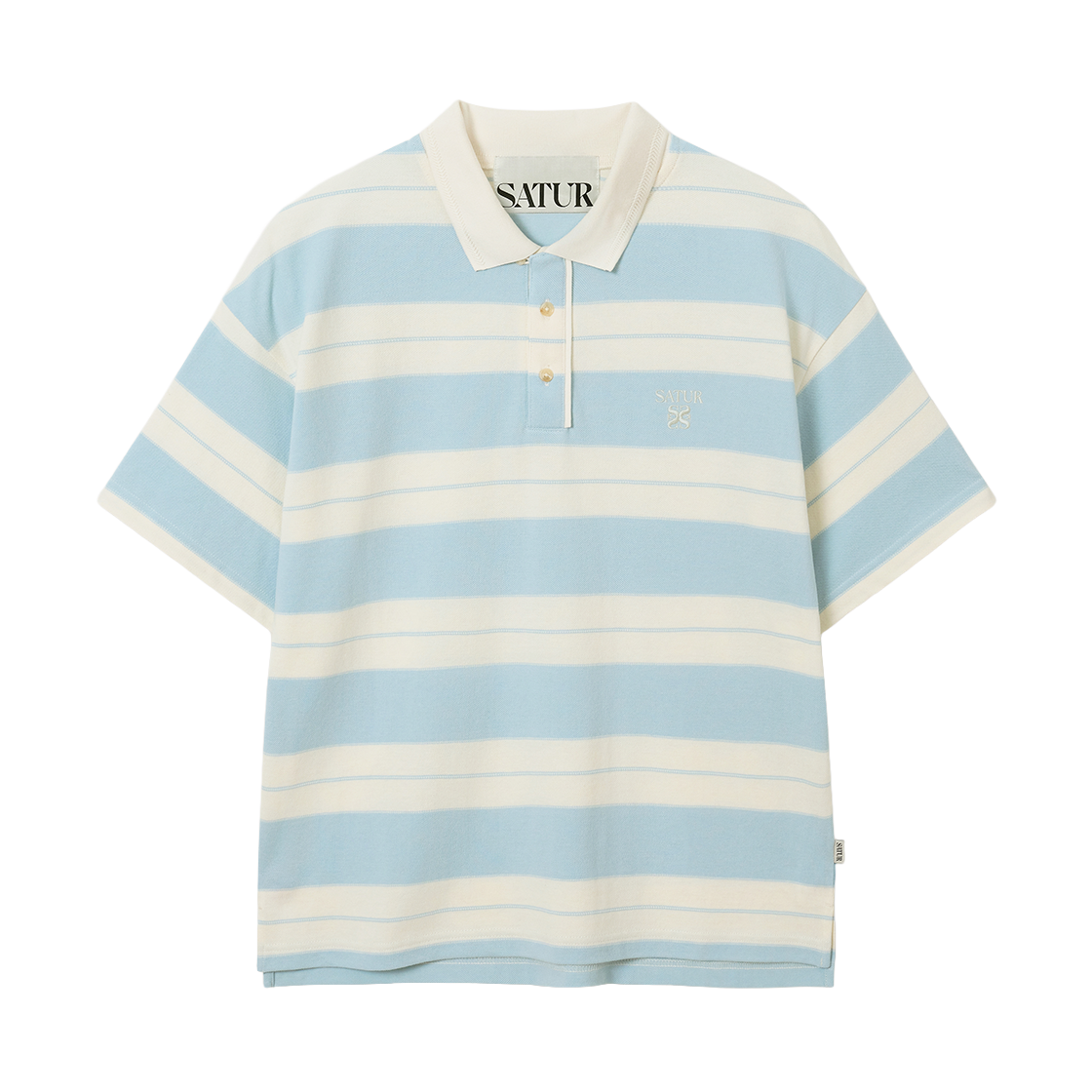 세터 아페로 스트라이프 피케 반팔 티셔츠 스카이 블루(SATUR Apero Stripe Pique T-Shirt Sky Blue) - 1