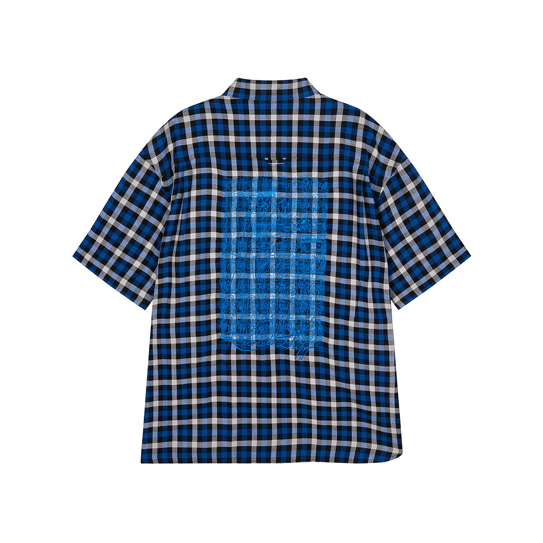 지오송지오 컬렉션 라울뒤피 어시매트릭 체크 하프 셔츠 블루 BI3SH333BL(ZIOSONGZIO COLLECTION Raoul Dufy Asymmetric Check Half Shirt Blue) - 2