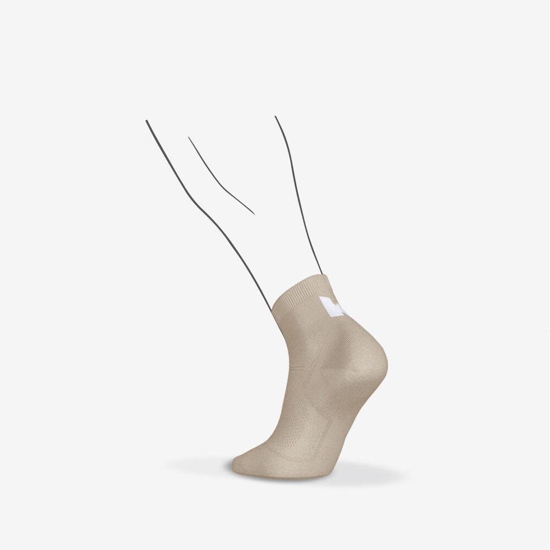 데카트론 러닝 얇은 중목 양말 2켤레 파인 런 500 린넨 베이지(DECATHLON Running Thin Mid-Cut Socks 2 Pairs Fine Run 500 Linen Beige) - 3