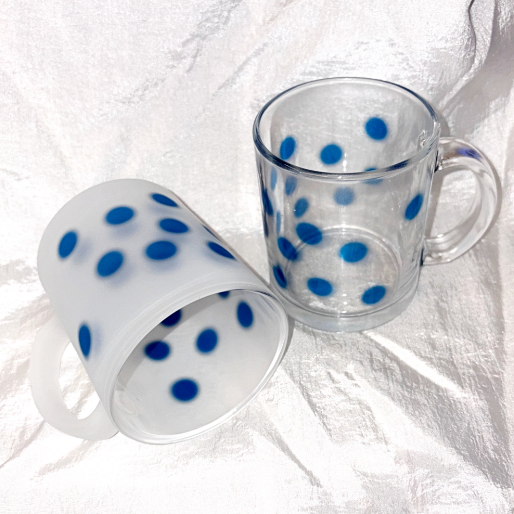 유라이크왓 스몰 블러 도트 글라스 머그 (블루/매트)(you like what Small blur dot glass mug (blue/matte)) - 2