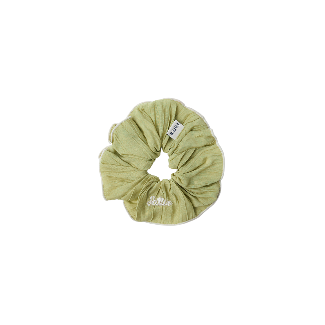 세터 우먼 링클 컬러 블록 스크런치 올리브 그린(SATUR W Wrinkle Color Block Scrunchie Olive Green) - 1