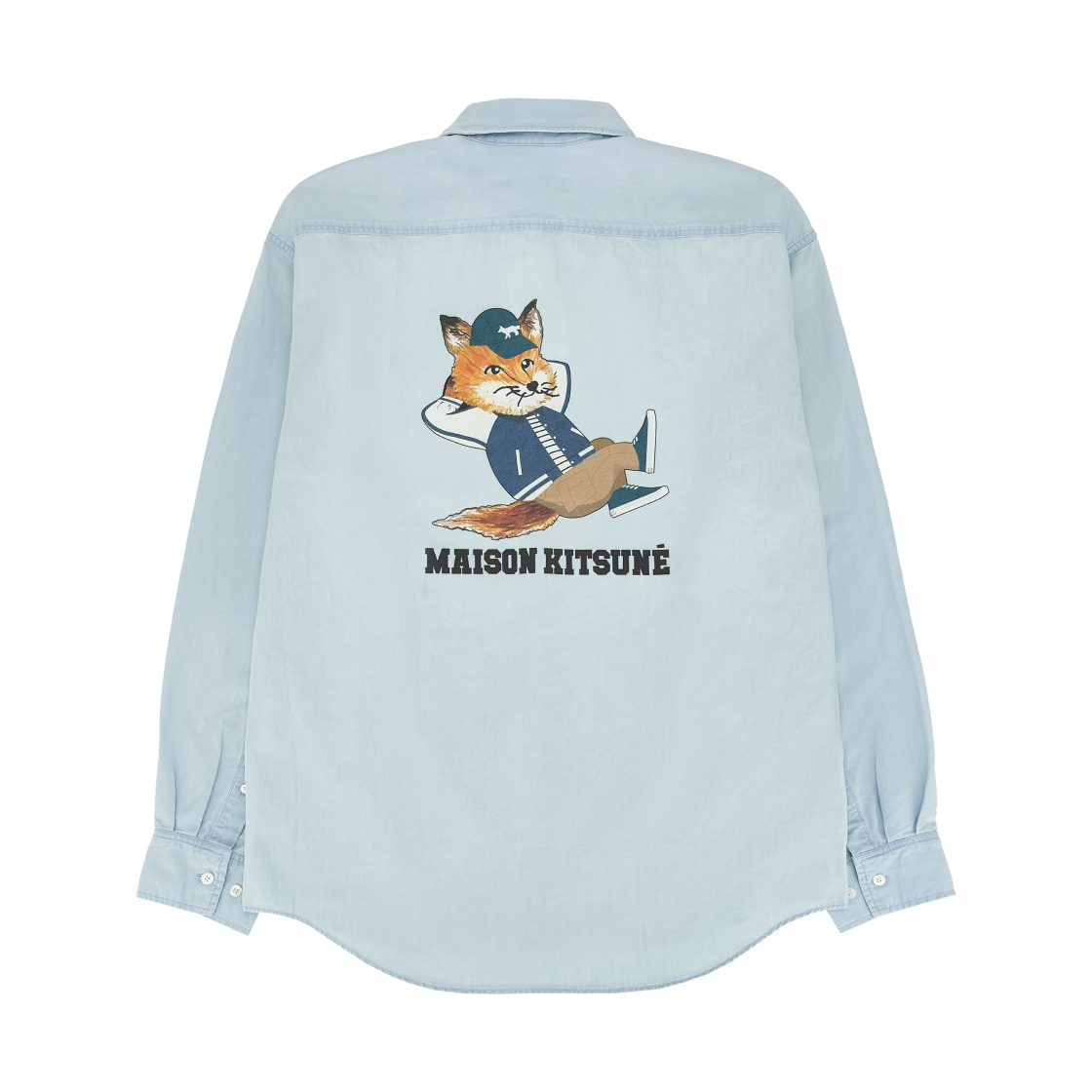 메종 키츠네 칠랙스 드레스드 릴렉스드 셔츠 블리치드 인디고(Maison Kitsune Chillax Dressed Relaxed Shirt Bleached Indigo) - 2