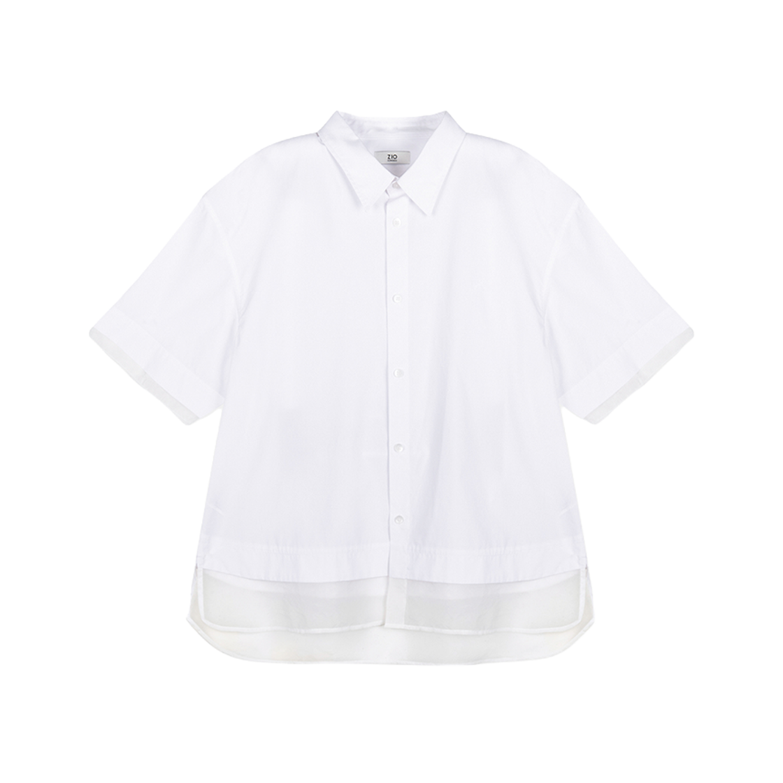 지오송지오 컬렉션 레이어드 크롭 하프 셔츠 화이트 BI3SH304WH(ZIOSONGZIO COLLECTION Layered Crop Half Shirt White)