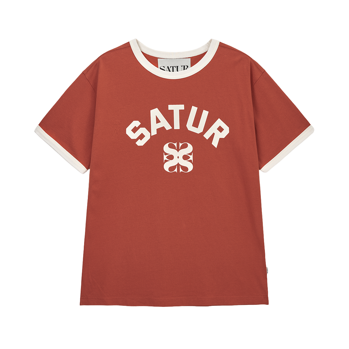 SA262MTS01RED0 SATUR Arch Logo Ringer T-Shirt Red