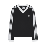 (W) Adidas V-Neck Long Sleeve T-Shirt Black - KR Sizing